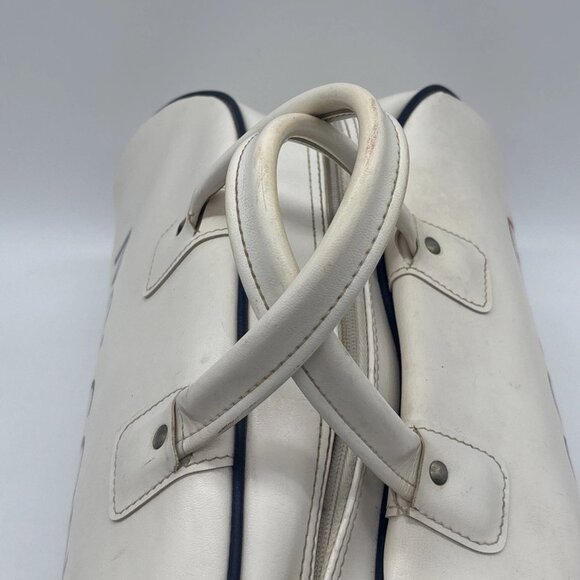 Vintage Molson Award White Leather Travel Duffel Bag - Canadian Made - Picture 3 of 14